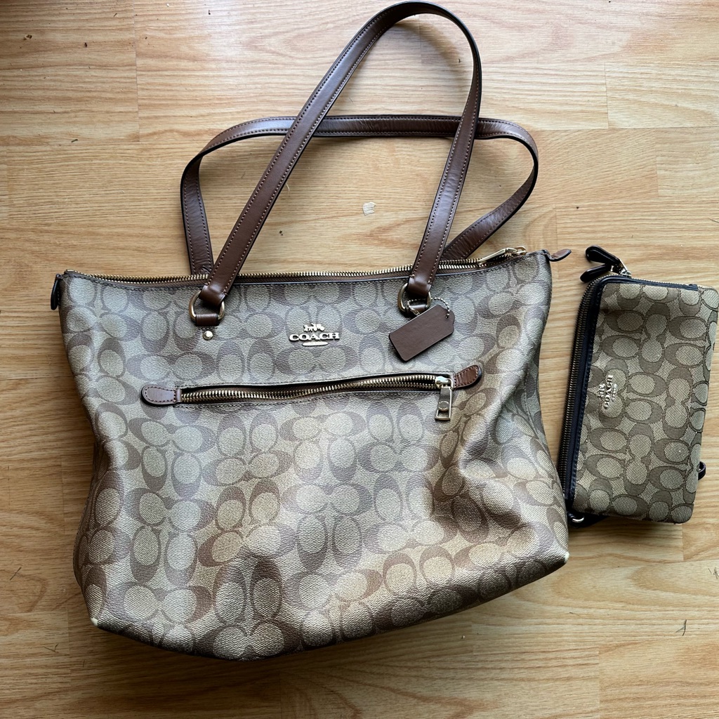 Coach Brown Shoulder Bag With Signature Monogram